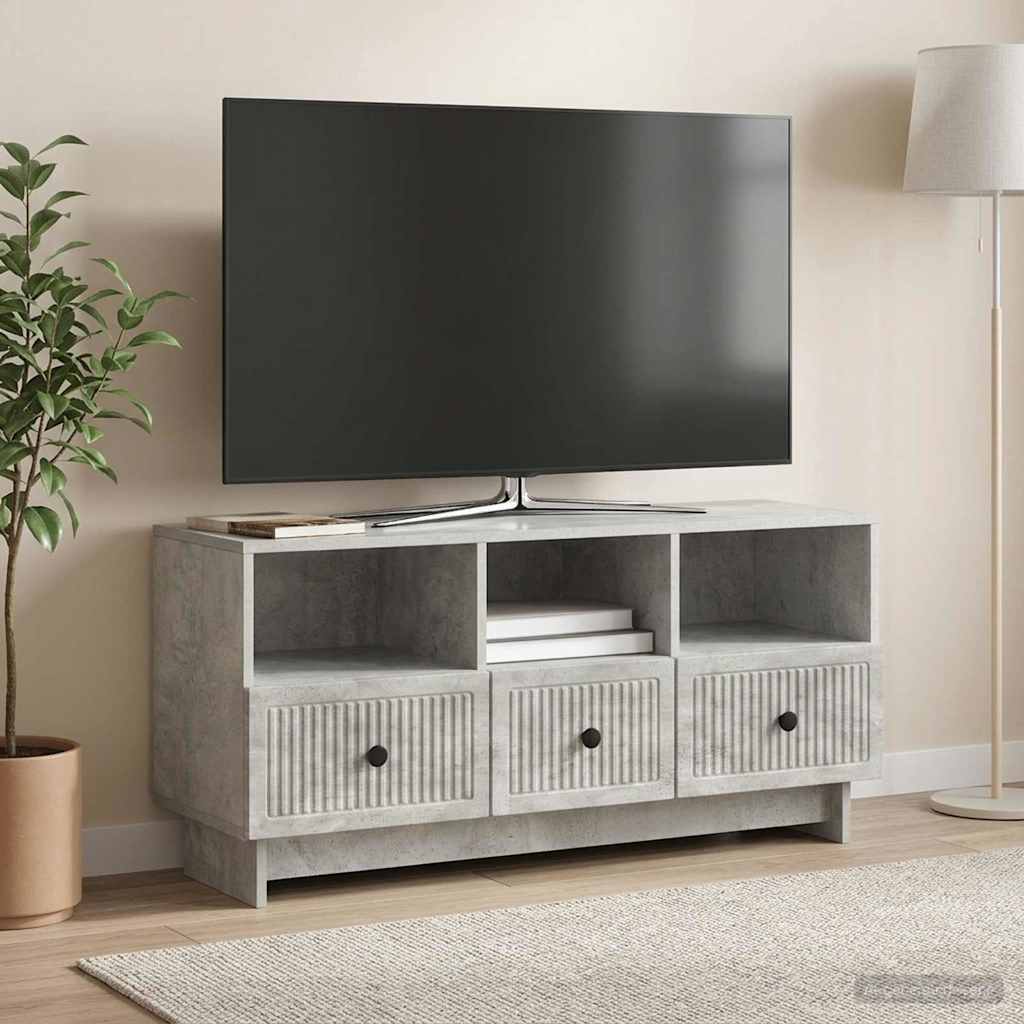TV-skab med skuffe Betongrå 102 x 34,5 x 50 cm Konstrueret træ