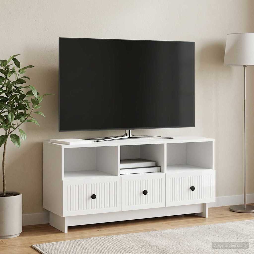 TV-skab Hvid højglans 102 x 34,5 x 50 cm Konstrueret træ