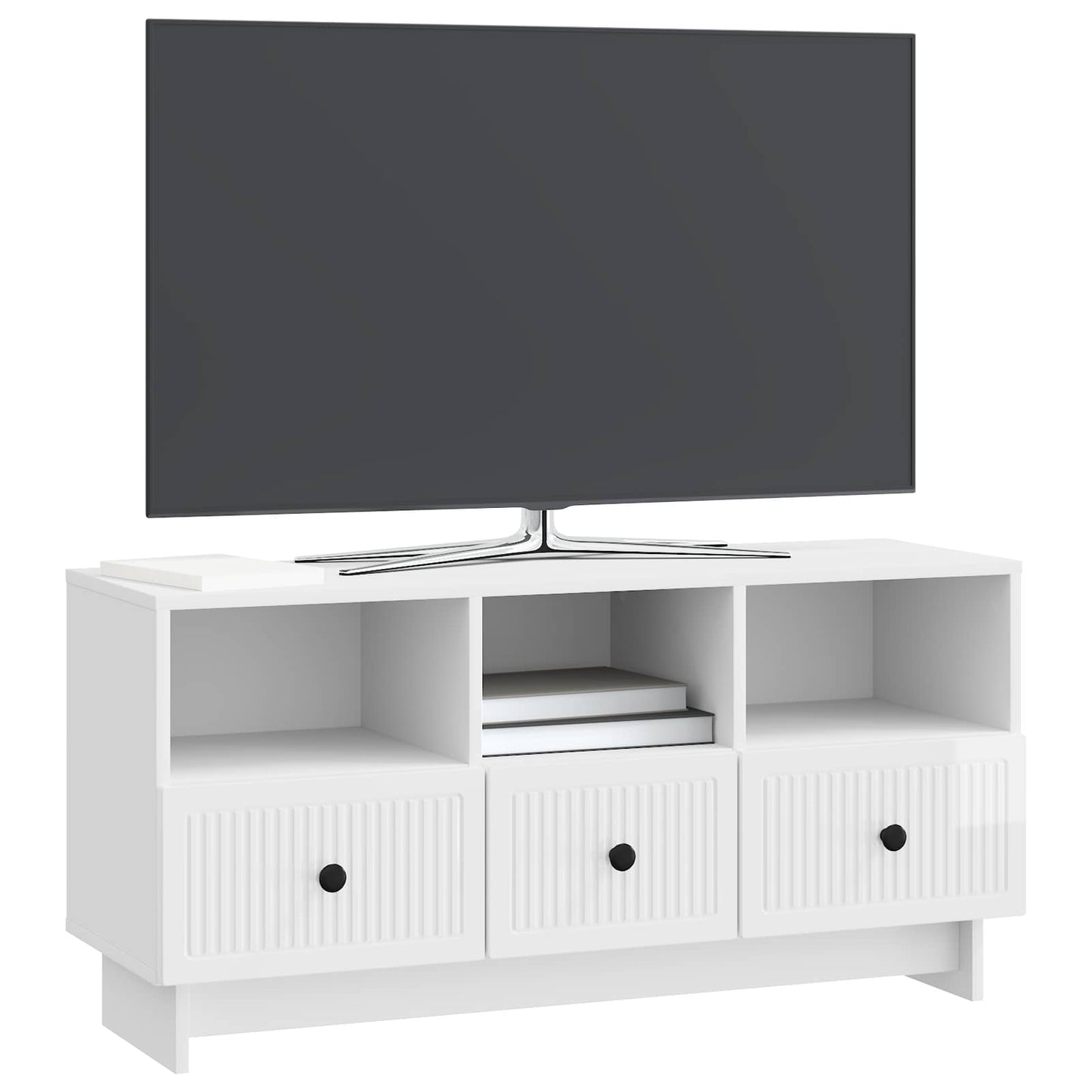 TV-skab Hvid højglans 102 x 34,5 x 50 cm Konstrueret træ