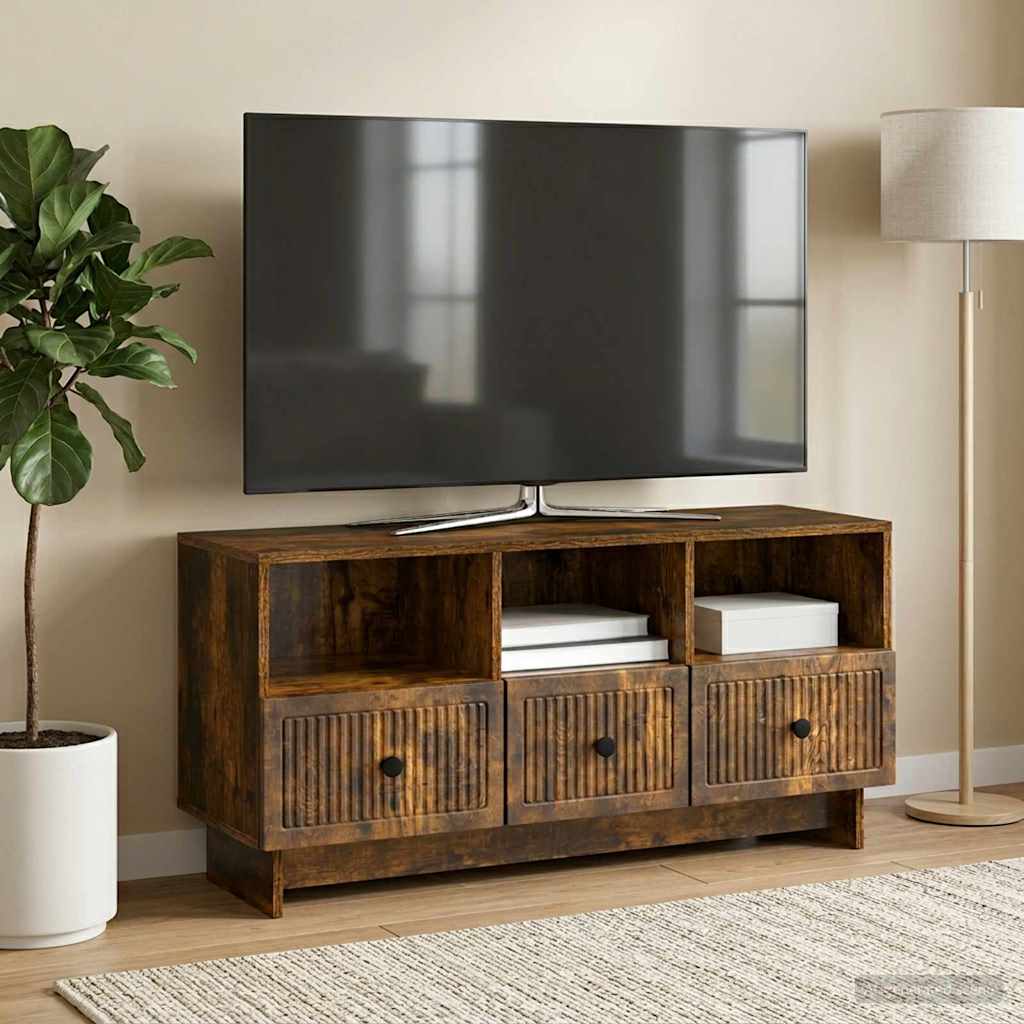 TV-skab med skuffe Røget eg 102 x 34,5 x 50 cm Konstrueret træ