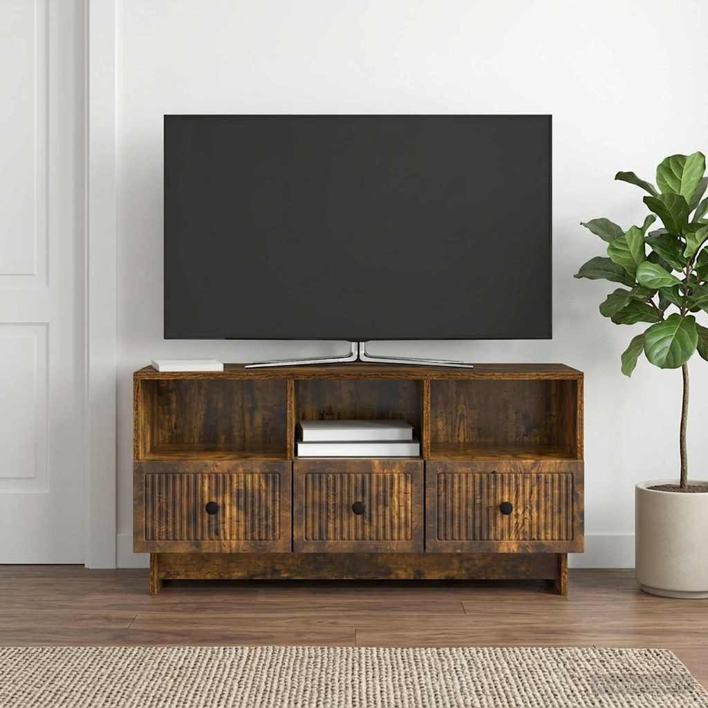 TV-skab med skuffe Røget eg 102 x 34,5 x 50 cm Konstrueret træ