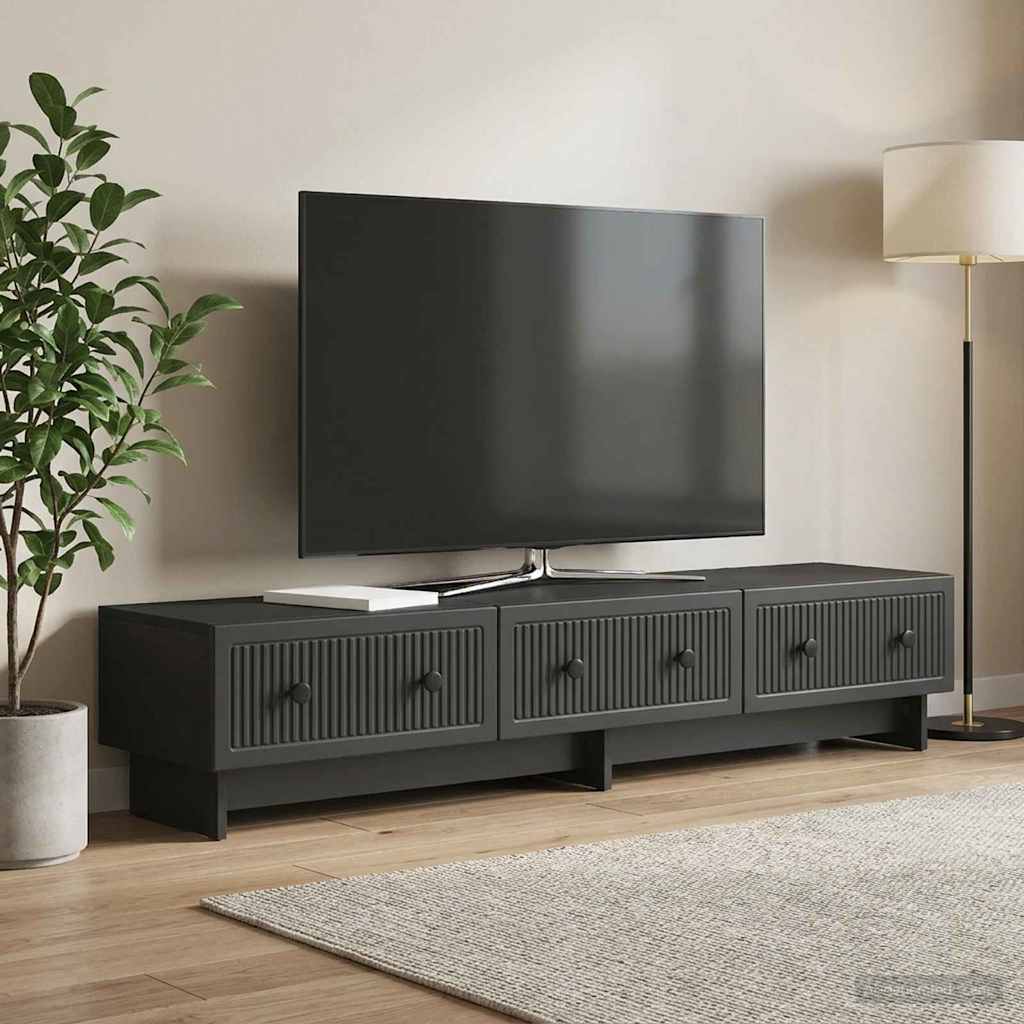 TV-skab med skuffe Sort 147 x 34,5 x 30 cm Konstrueret træ