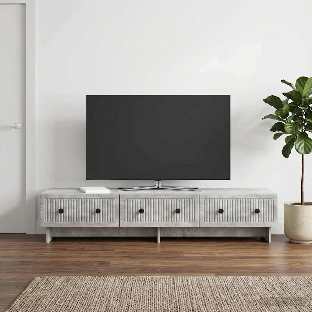 TV-skab med skuffe Betongrå 147 x 34,5 x 30 cm Konstrueret træ