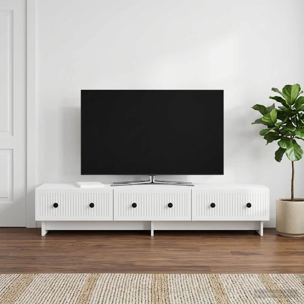 TV-skab Hvid højglans 147 x 34,5 x 30 cm Konstrueret træ