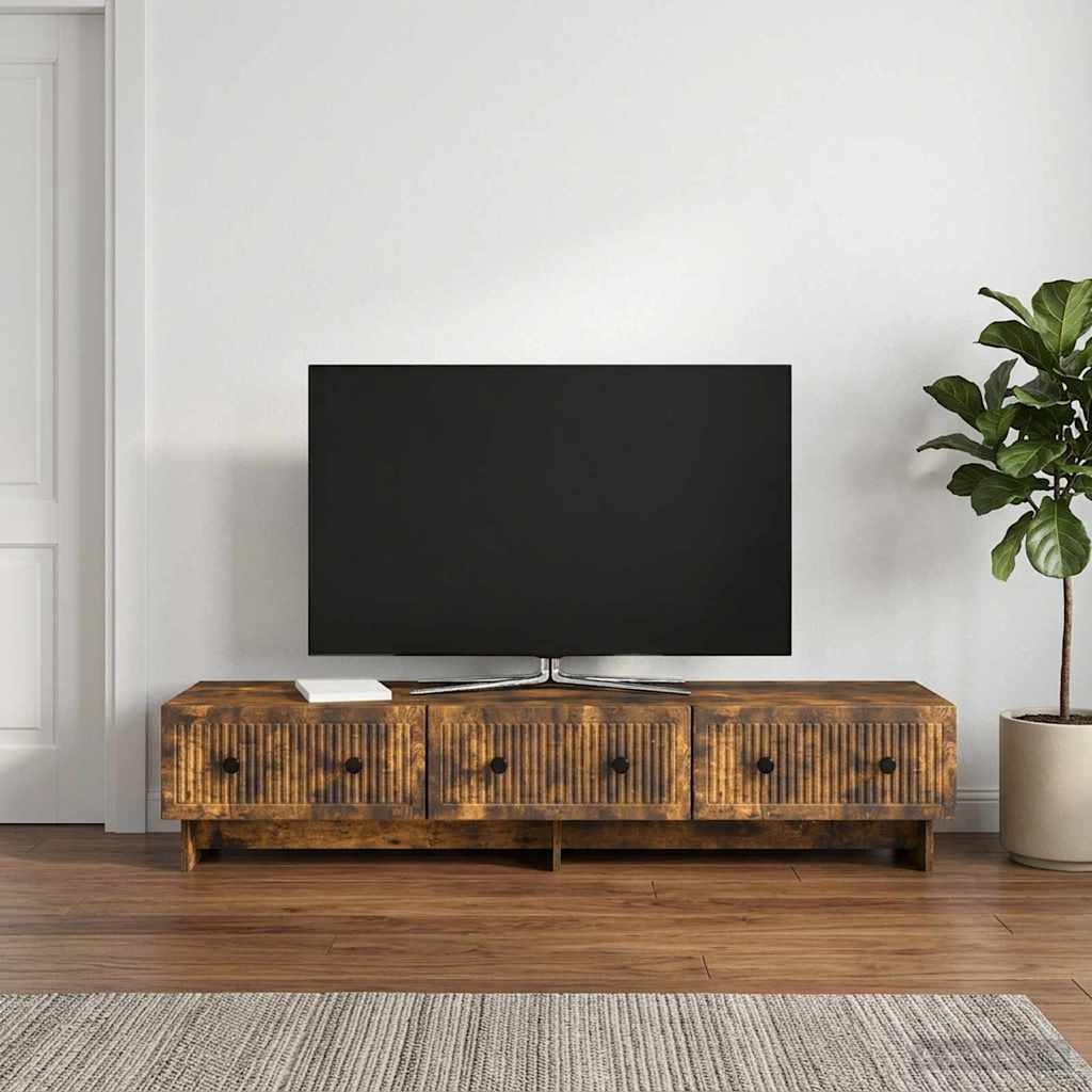 TV-skab med skuffe Røget eg 147 x 34,5 x 30 cm Konstrueret træ