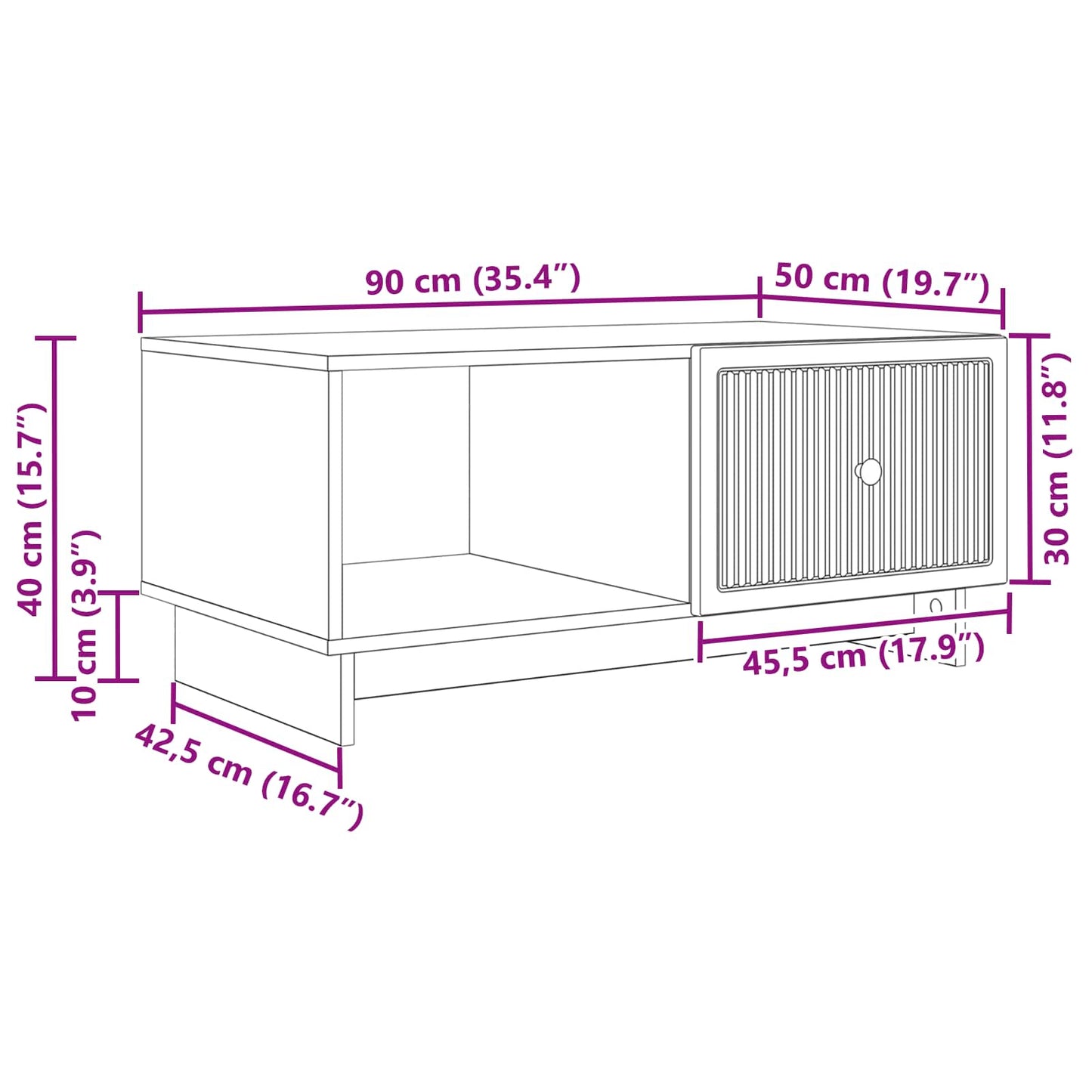 Sofabord Sort 90 x 50 x 40 cm Konstrueret træ