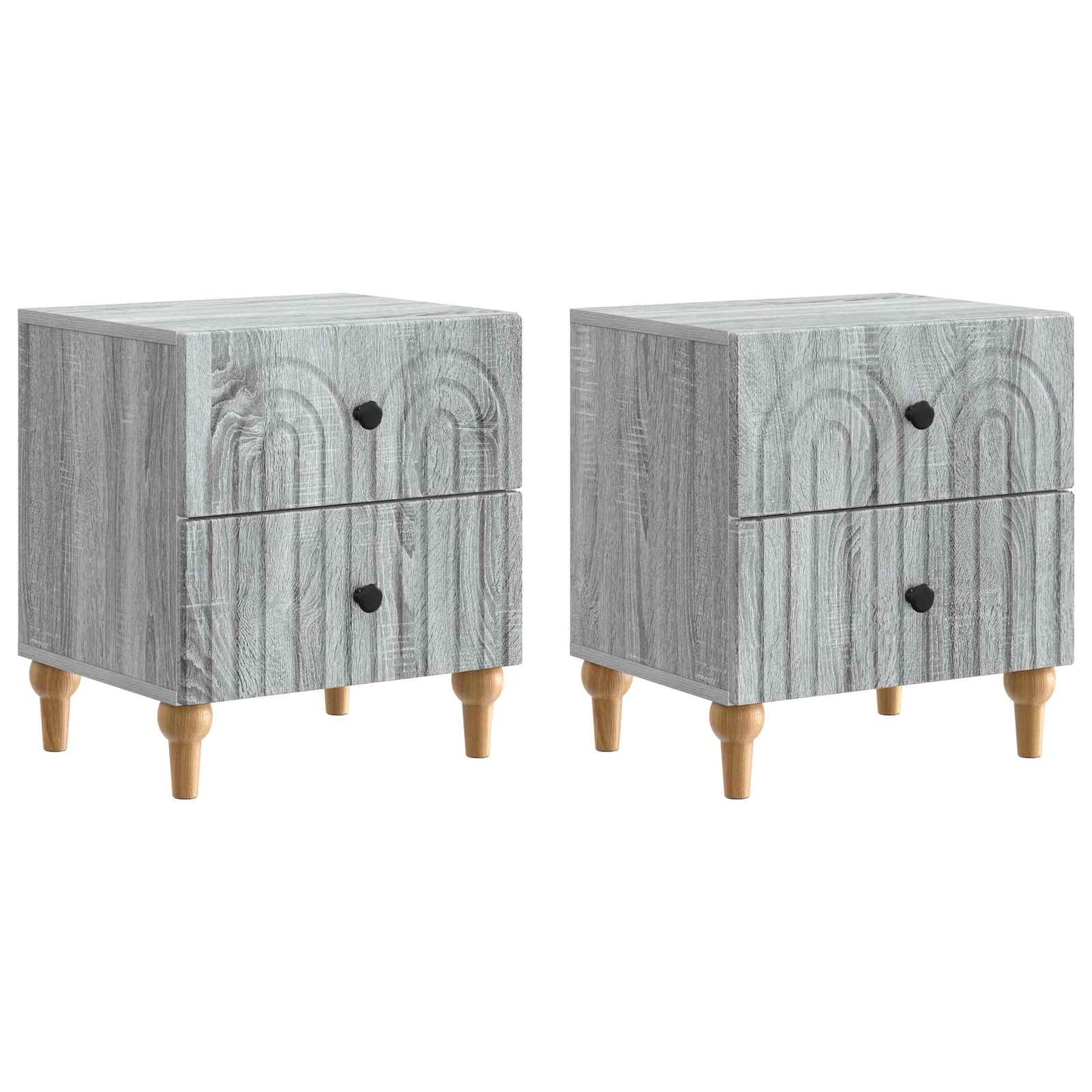 Natskab 2 pcs Grå sonoma-eg 43 x 34,5 x 48 cm Konstrueret træ