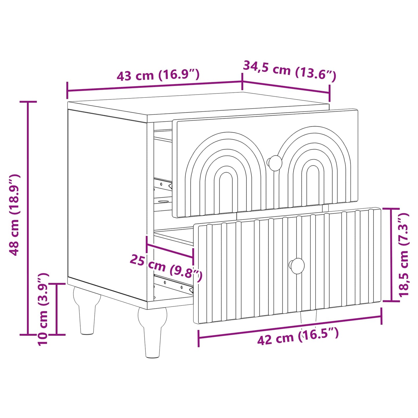 Natskab 2 pcs Gammelt træ 43 x 34,5 x 48 cm Konstrueret træ
