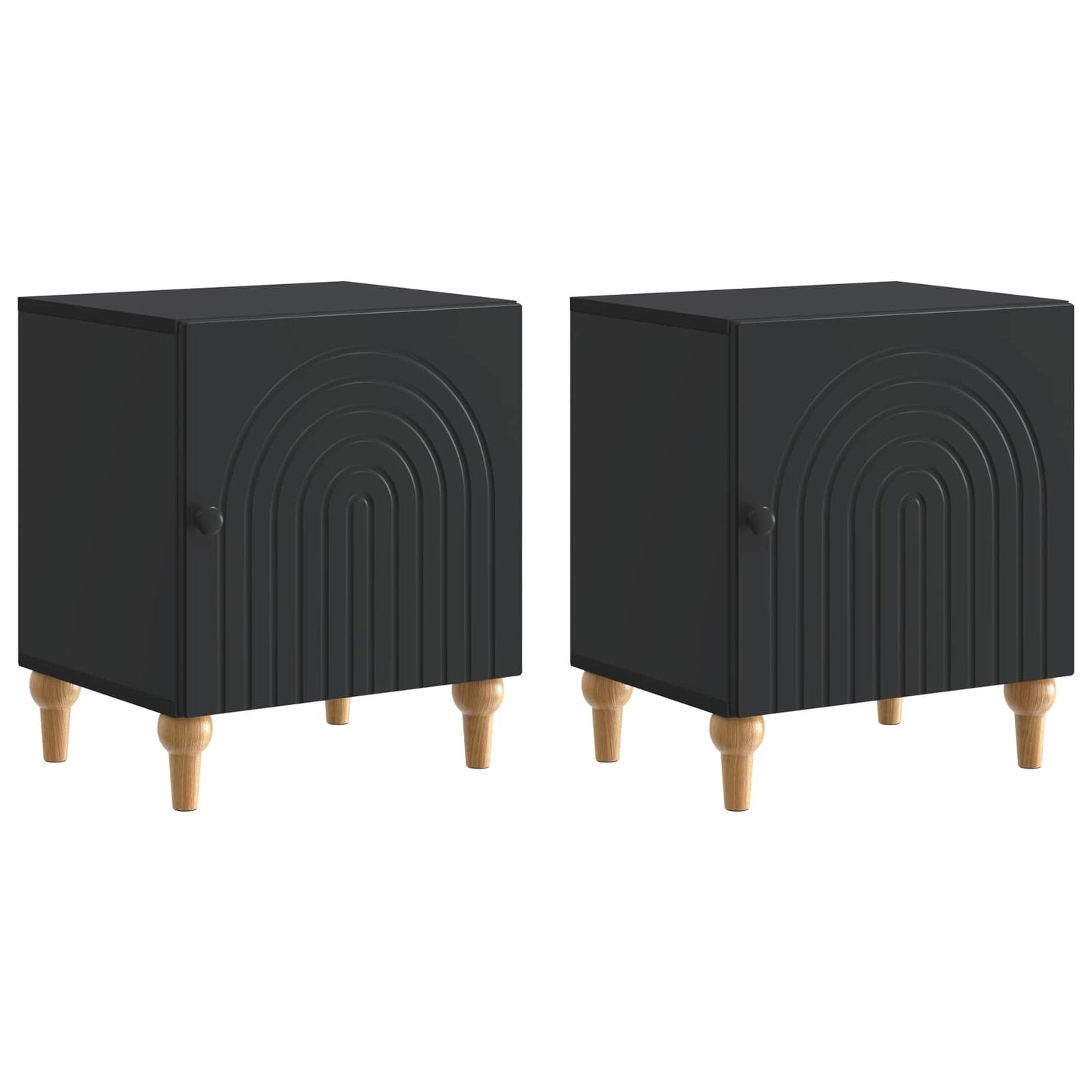 Natskab 2 pcs Sort 43 x 34,5 x 50 cm Konstrueret træ