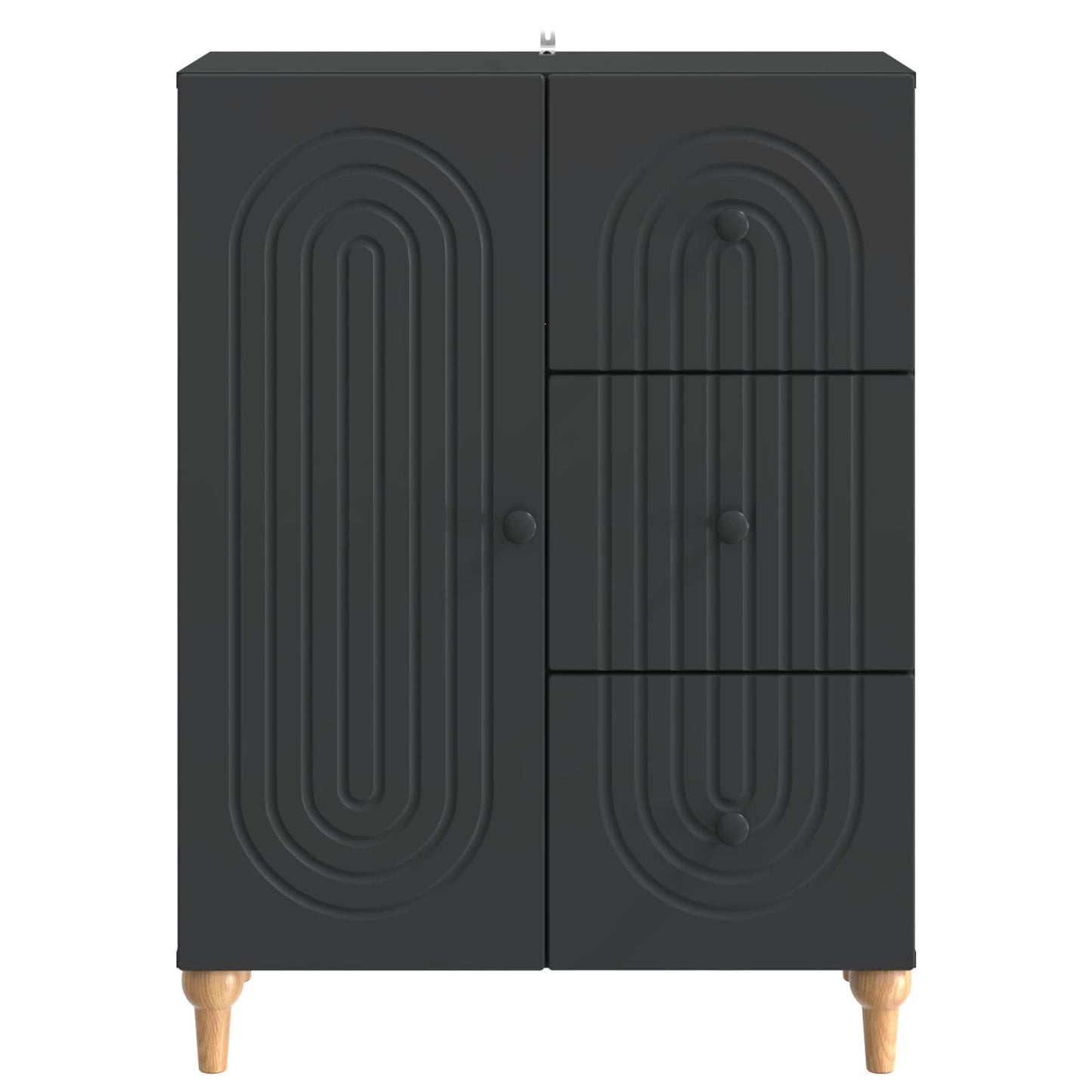 Sideboard med skuffe Sort 66 x 34,5 x 90 cm Konstrueret træ
