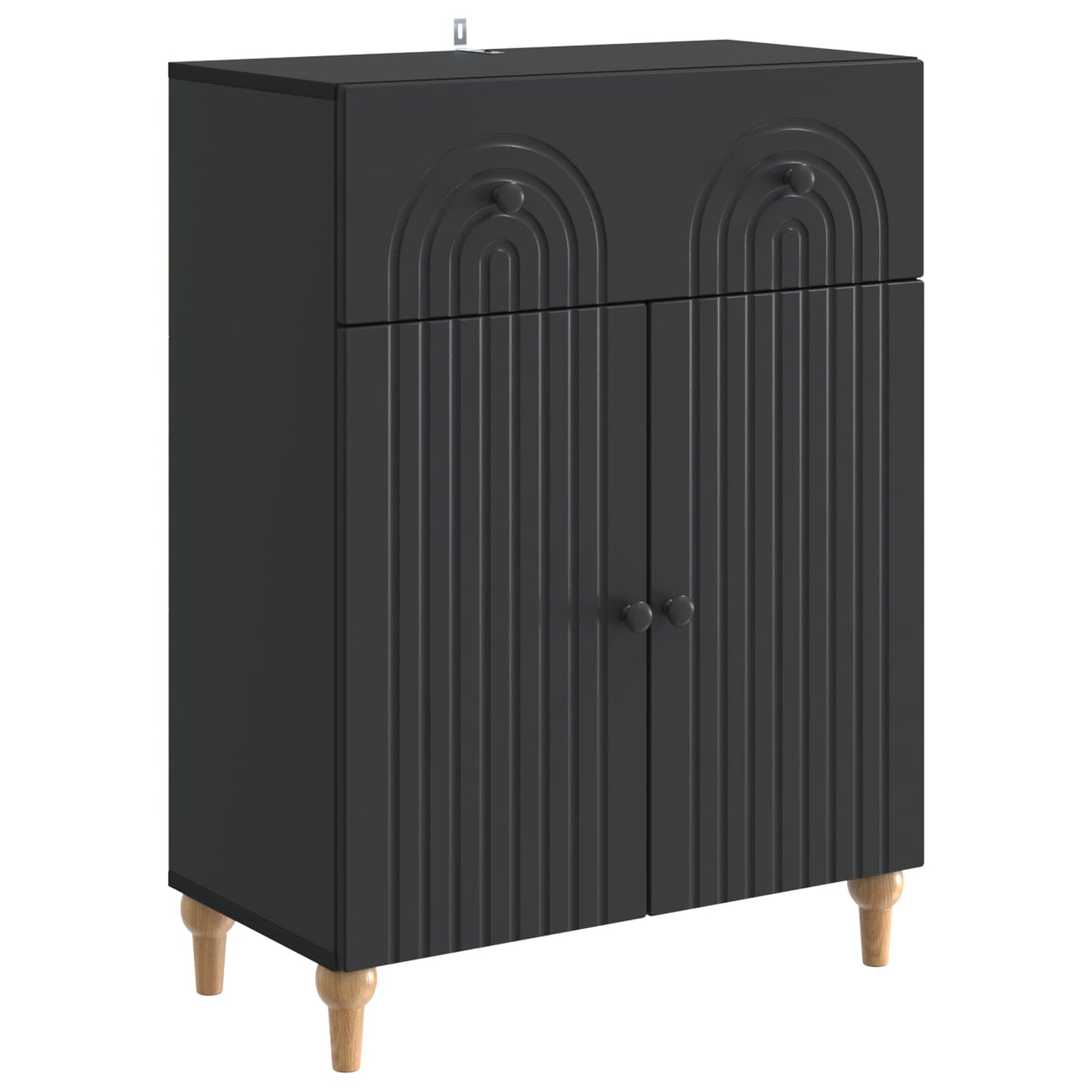 Sideboard med skuffe Sort 66 x 34,5 x 90 cm Konstrueret træ