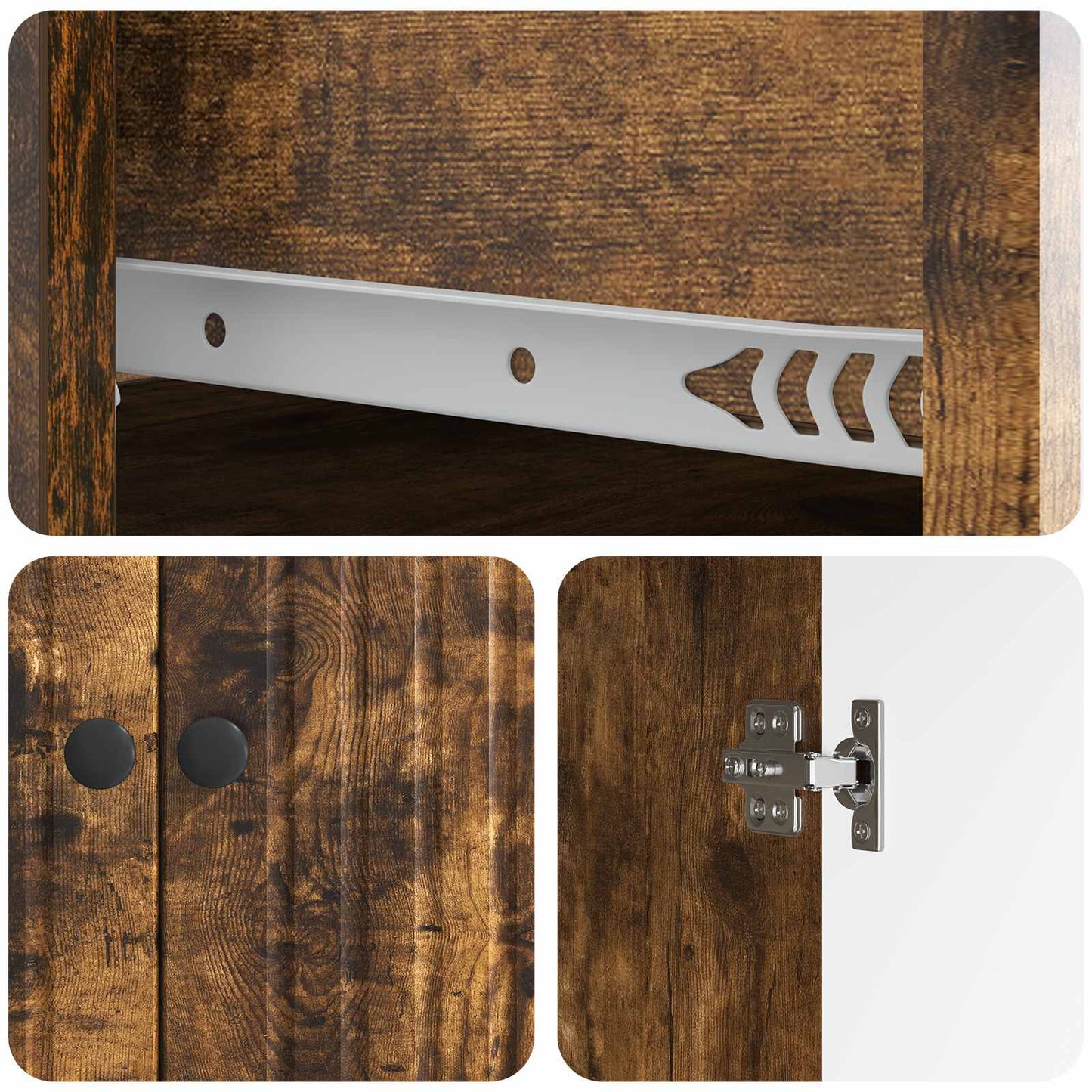 Sideboard med skuffe Røget eg 66 x 34,5 x 90 cm Konstrueret træ