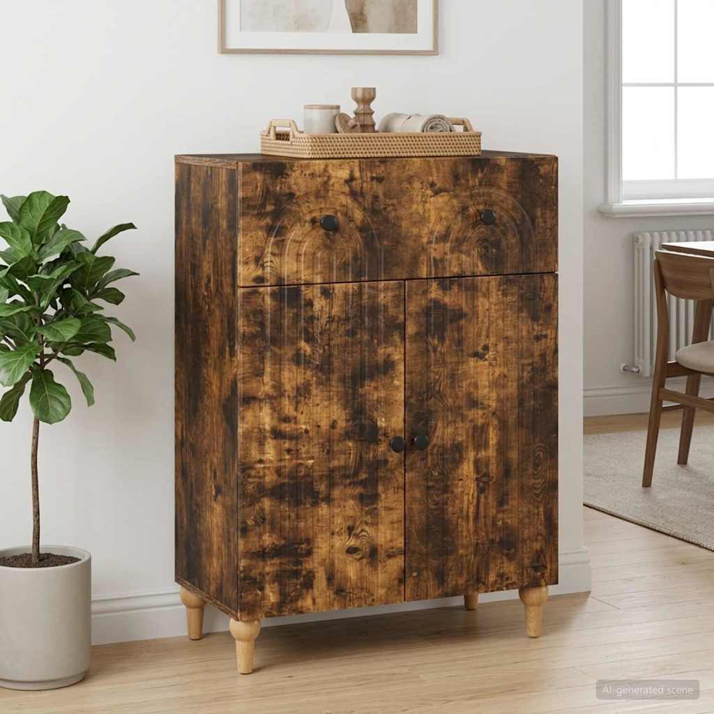 Sideboard med skuffe Røget eg 66 x 34,5 x 90 cm Konstrueret træ