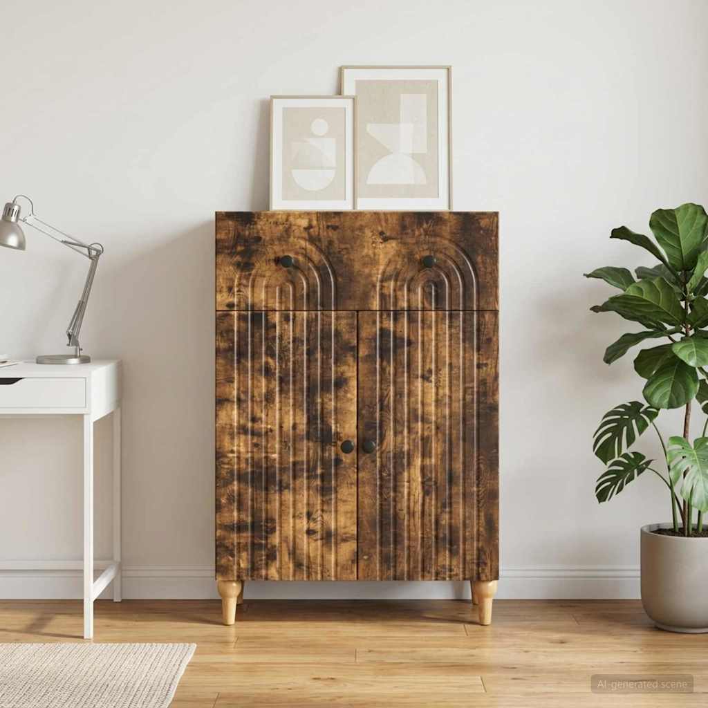 Sideboard med skuffe Røget eg 66 x 34,5 x 90 cm Konstrueret træ
