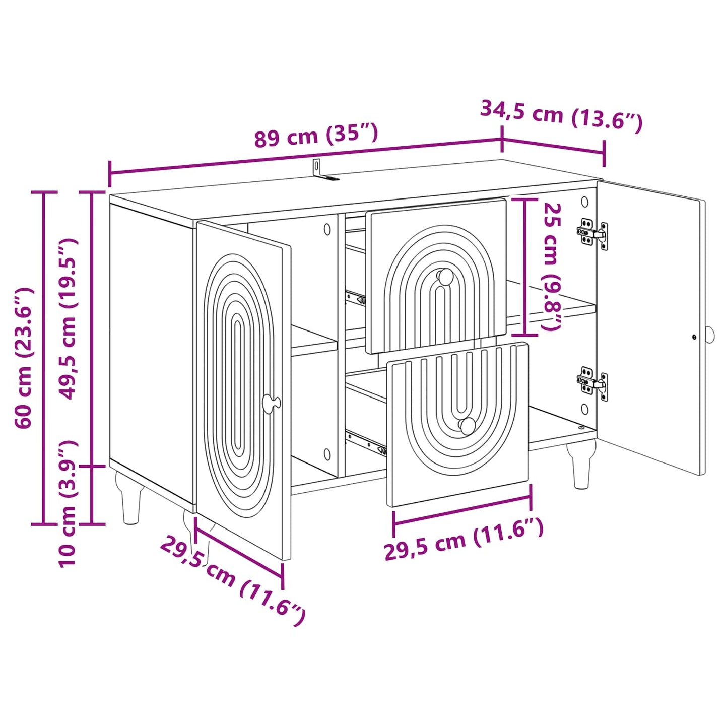 TV-skab med skuffe Hvid 89 x 34,5 x 60 cm Konstrueret træ