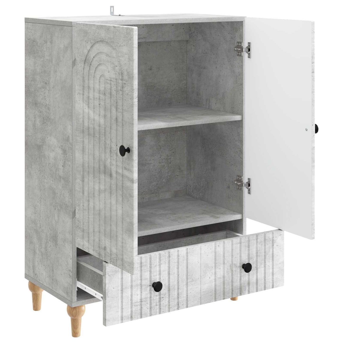 Sideboard med skuffe Betongrå 66 x 34,5 x 95 cm Konstrueret træ