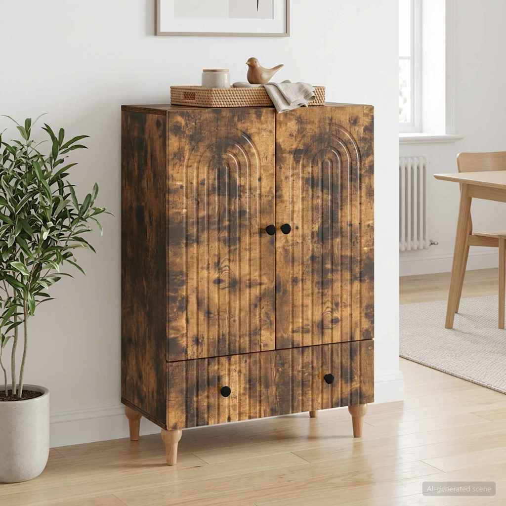 Sideboard med skuffe Røget eg 66 x 34,5 x 95 cm Konstrueret træ