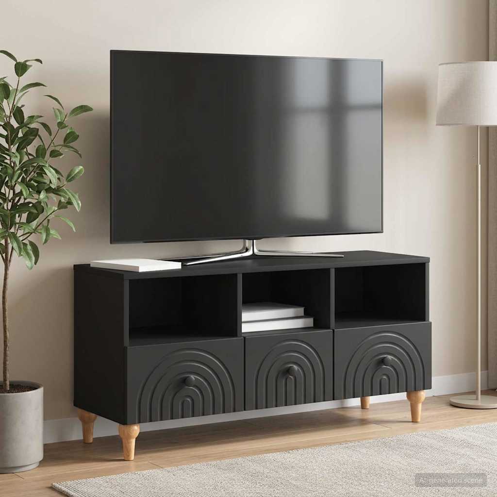 TV-skab Sort 102 x 34,5 x 50 cm Konstrueret træ