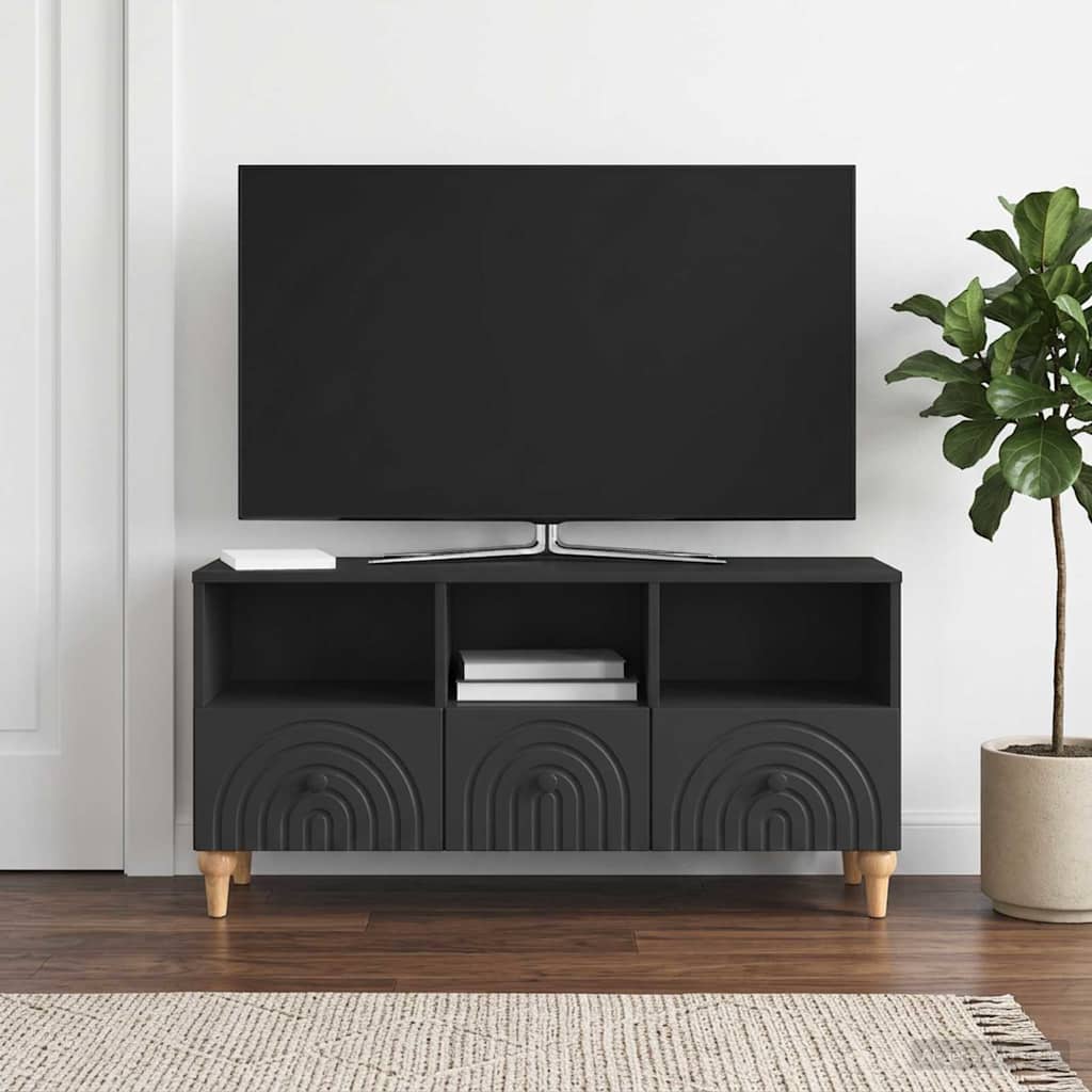 TV-skab Sort 102 x 34,5 x 50 cm Konstrueret træ