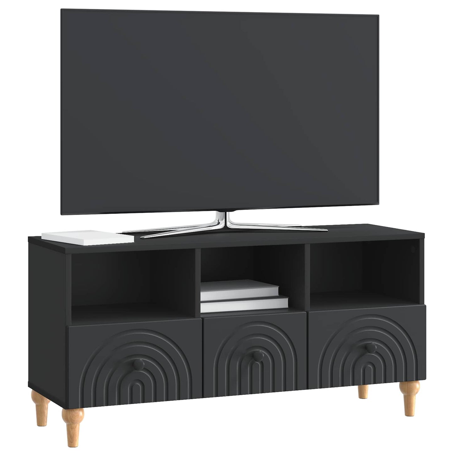TV-skab Sort 102 x 34,5 x 50 cm Konstrueret træ