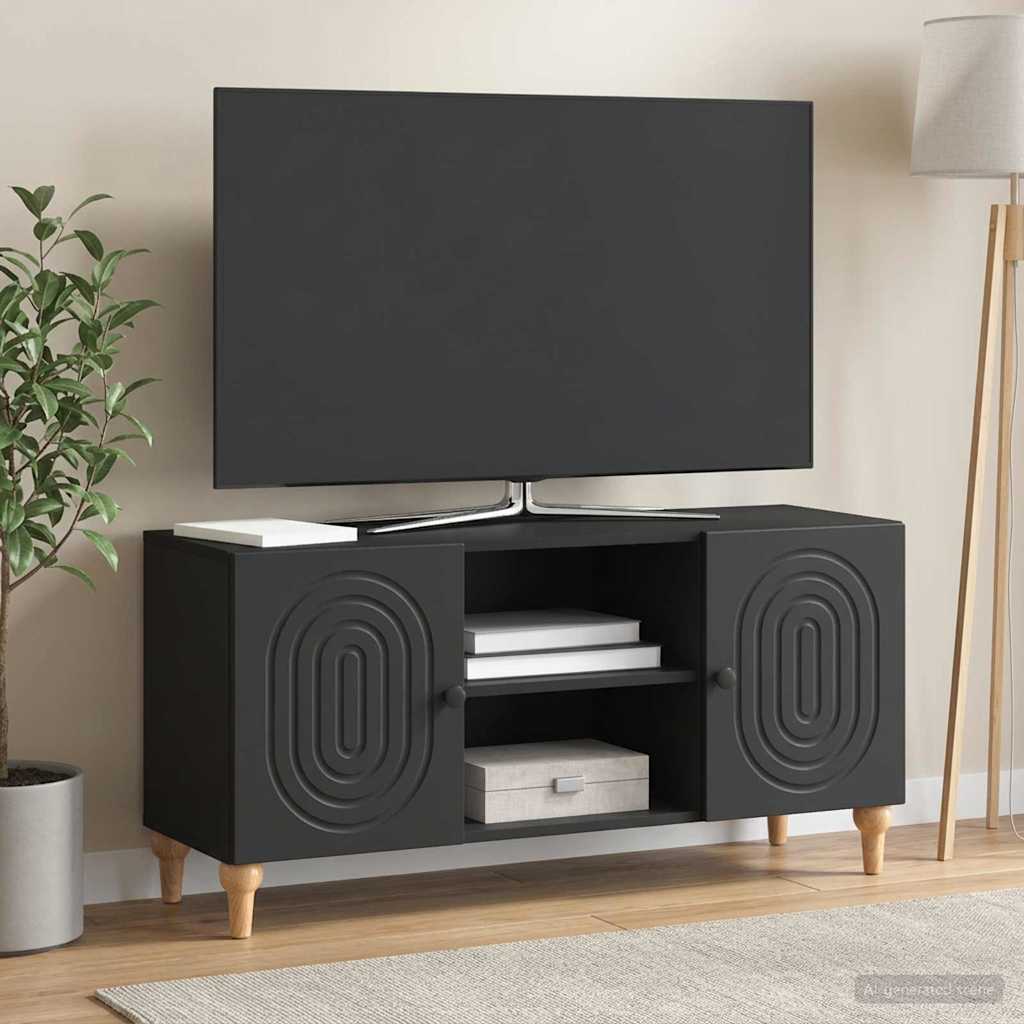 TV-skab Sort 102 x 34,5 x 50 cm Konstrueret træ