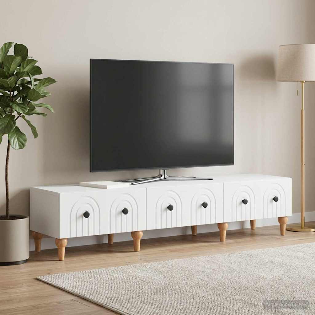 TV-skab med skuffe Hvid 147 x 34,5 x 30 cm Konstrueret træ