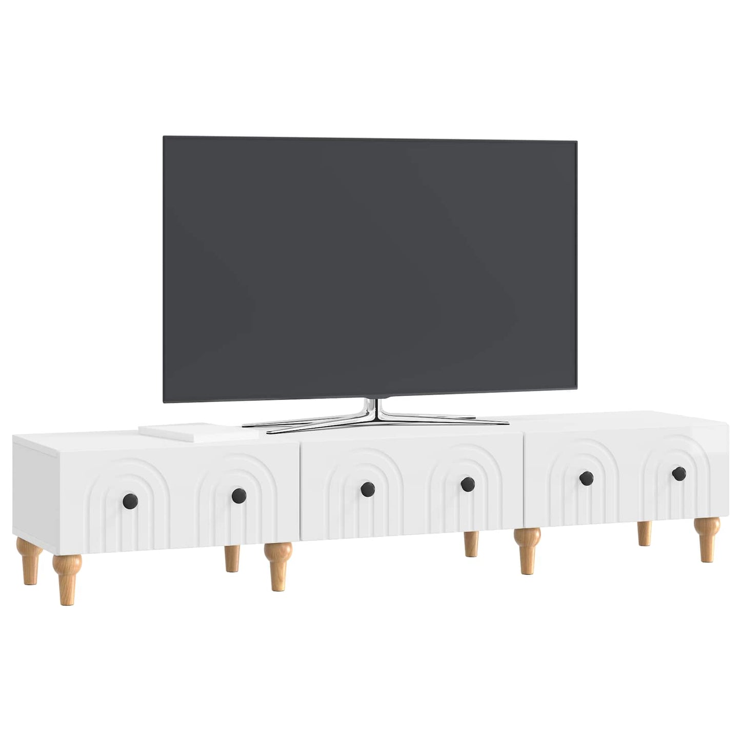 TV-skab Hvid højglans 147 x 34,5 x 30 cm Konstrueret træ