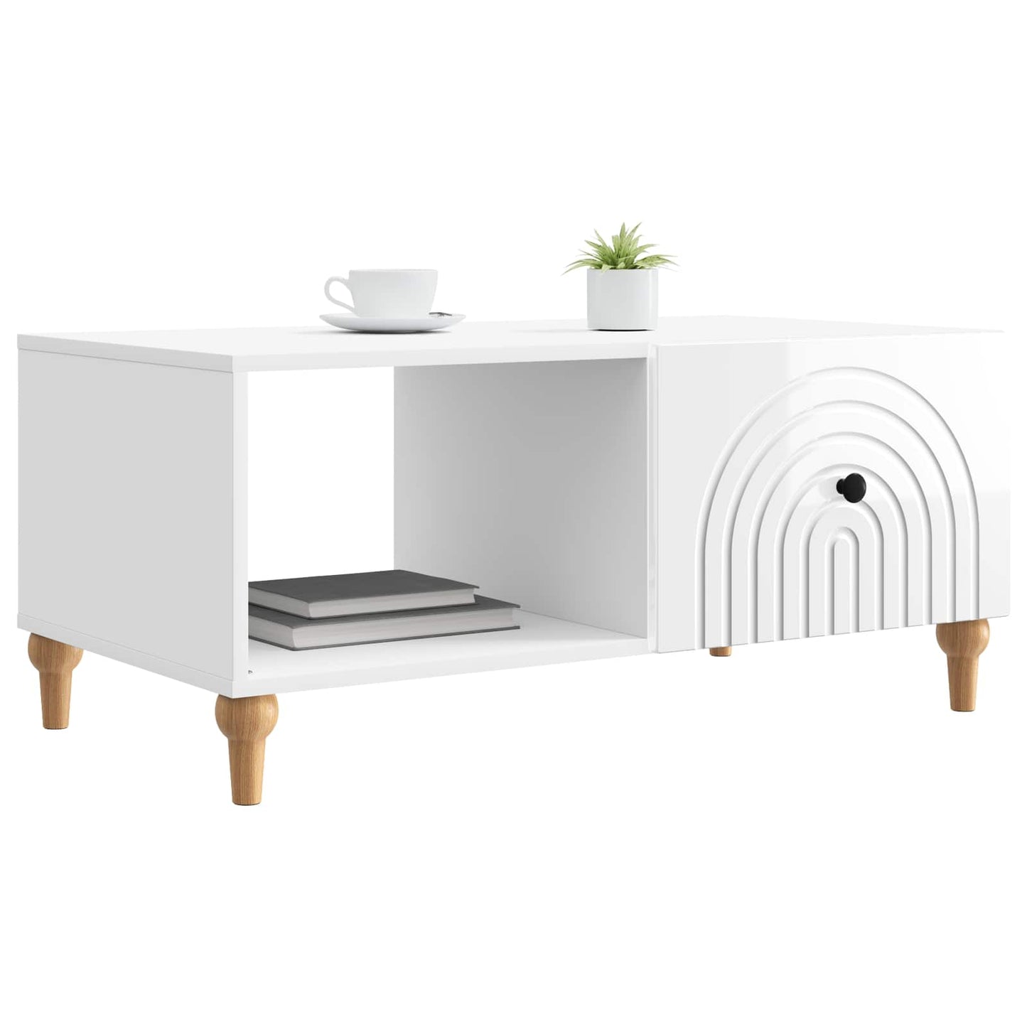 Sofabord Hvid højglans 90 x 50 x 40 cm Konstrueret træ