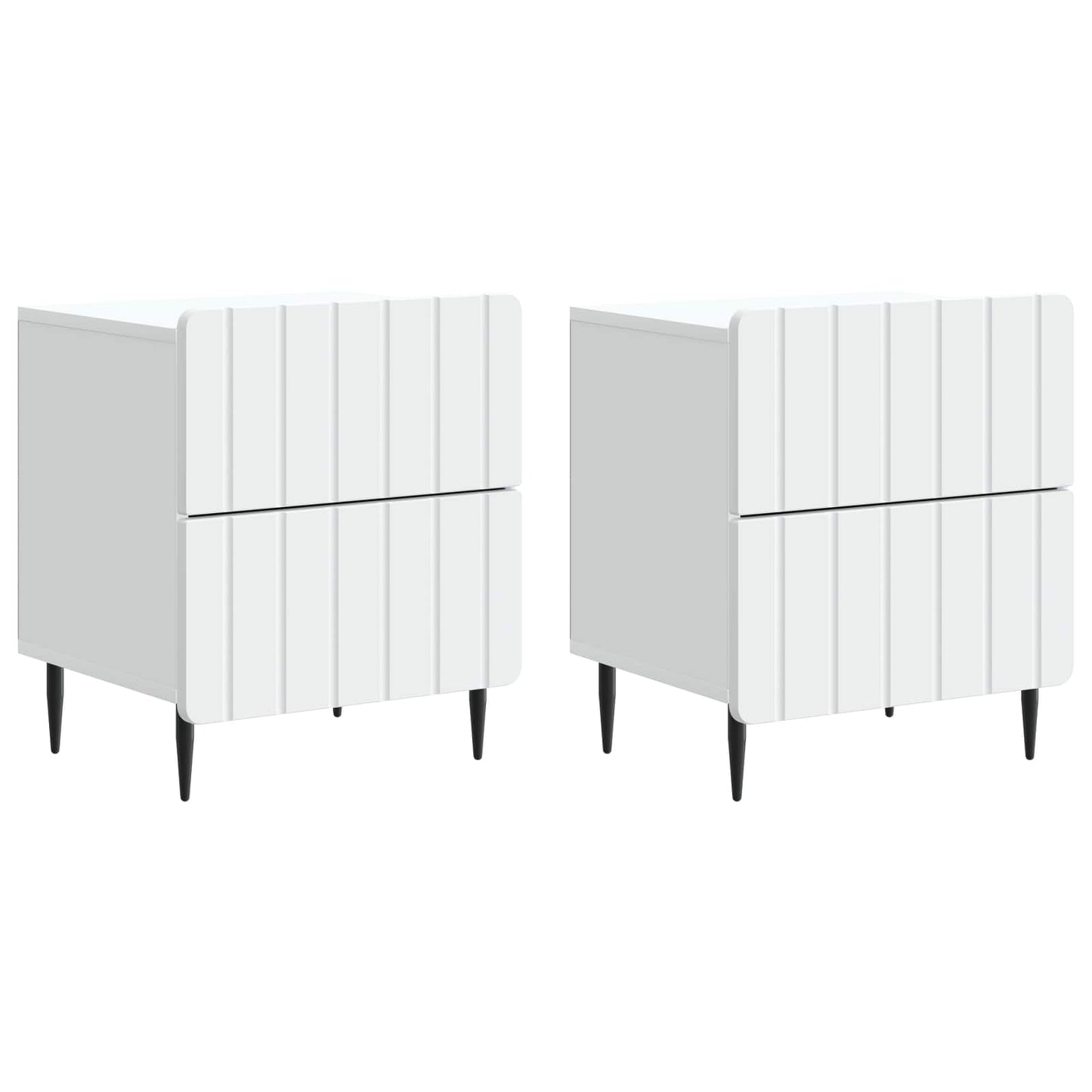 Natskab 2 stk. Hvid 43 x 34,5 x 49,5 cm Konstrueret træ