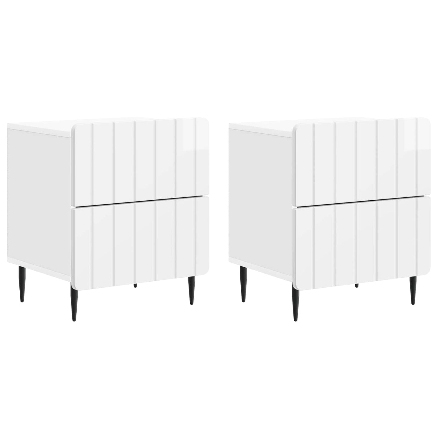 Natskab 2 pcs Hvid højglans 43 x 34,5 x 49,5 cm Konstrueret træ