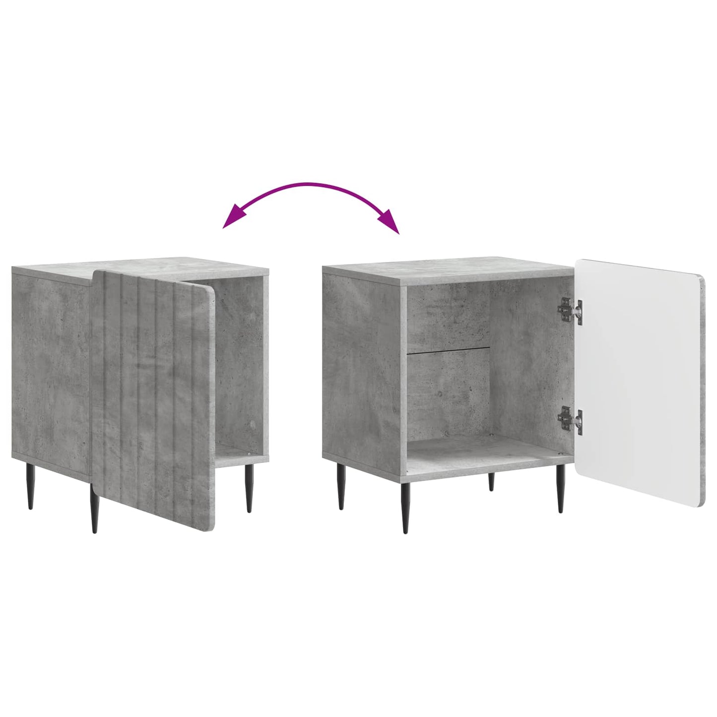 Natskab 2 pcs Betongrå 43 x 34,5 x 52 cm Konstrueret træ