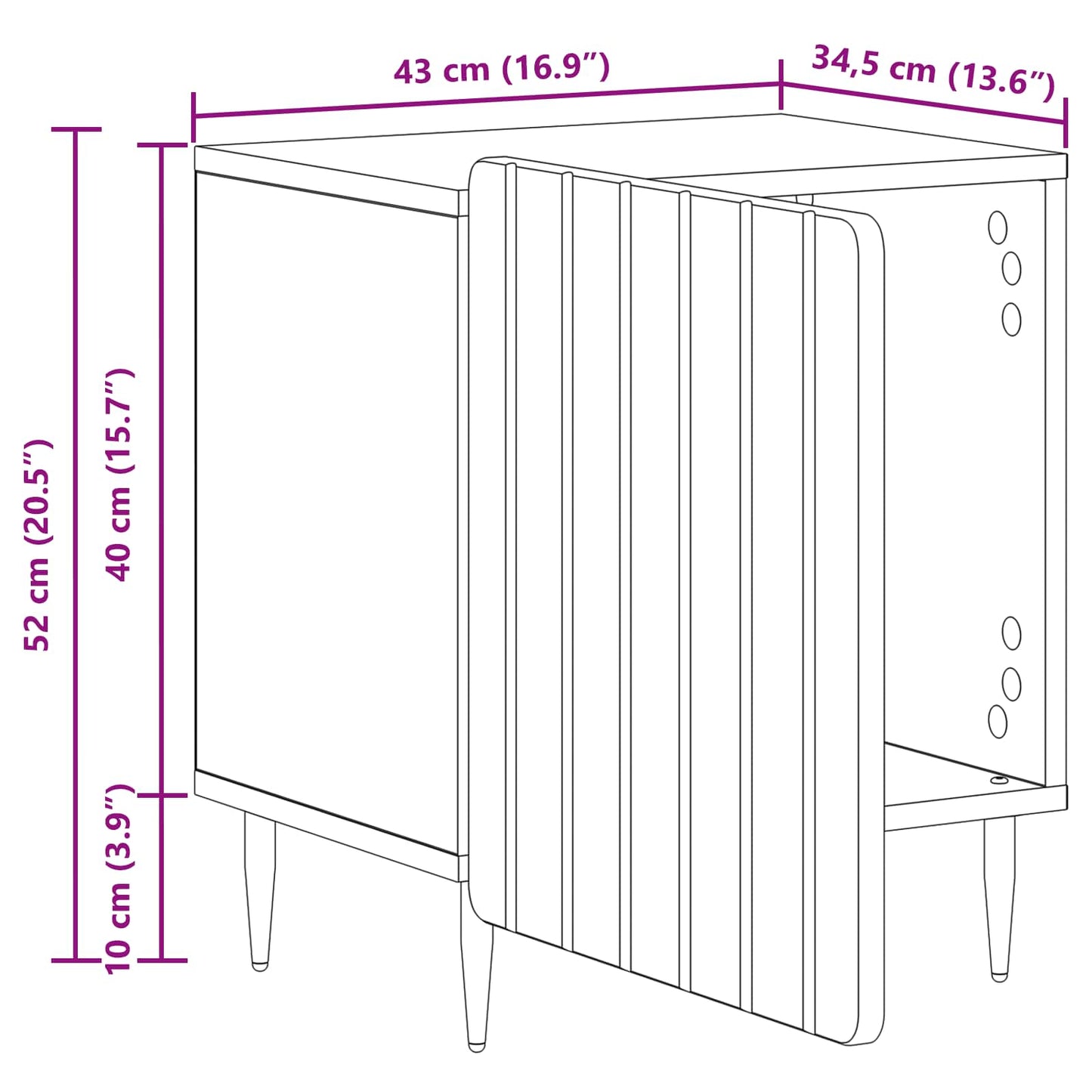 Natskab 2 pcs Artisan-eg 43 x 34,5 x 52 cm Konstrueret træ