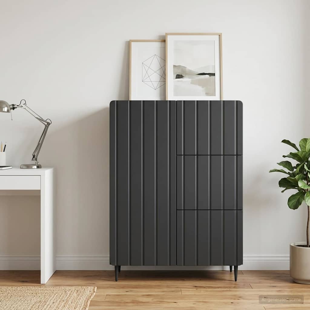 Sideboard med skuffe Sort 66 x 34,5 x 91,5 cm Konstrueret træ