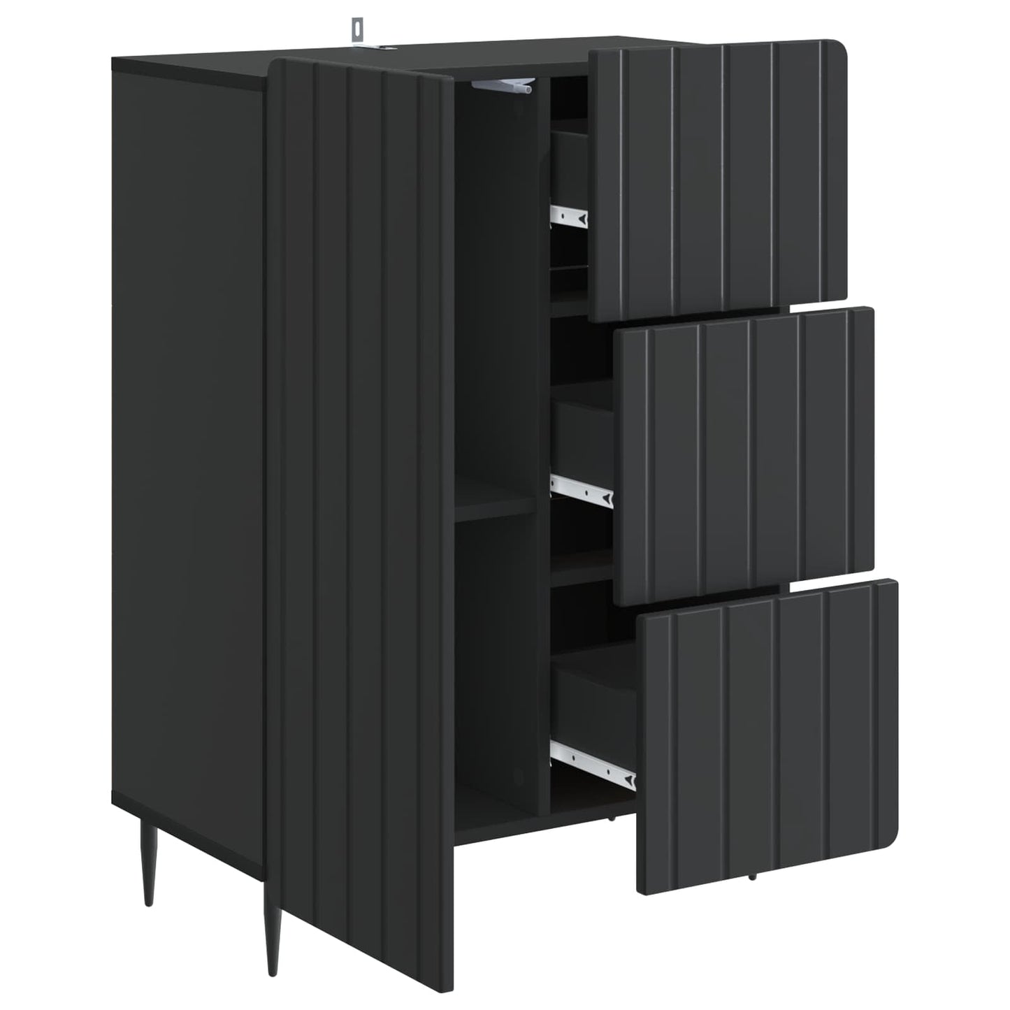 Sideboard med skuffe Sort 66 x 34,5 x 91,5 cm Konstrueret træ