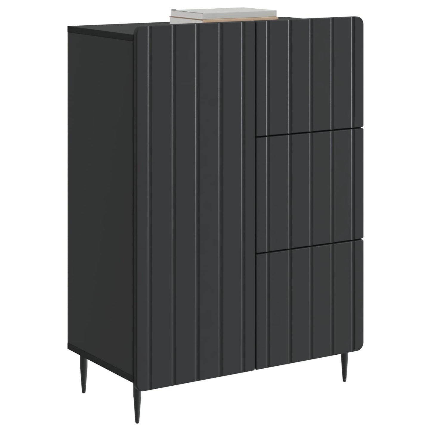 Sideboard med skuffe Sort 66 x 34,5 x 91,5 cm Konstrueret træ
