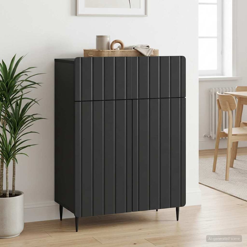 Sideboard med skuffe Sort 66 x 34,5 x 92 cm Konstrueret træ