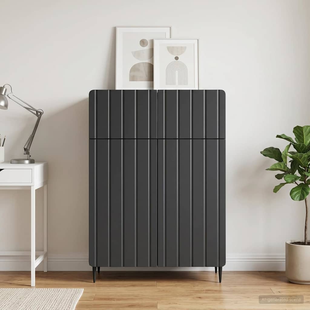 Sideboard med skuffe Sort 66 x 34,5 x 92 cm Konstrueret træ