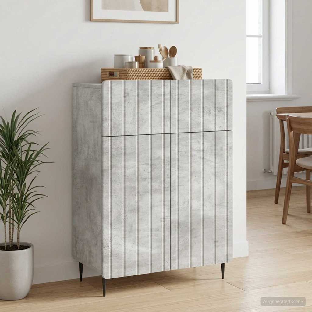 Sideboard med skuffe Betongrå 66 x 34,5 x 92 cm Konstrueret træ