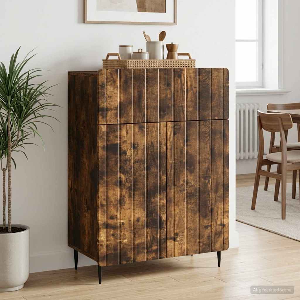 Sideboard med skuffe Røget eg 66 x 34,5 x 92 cm Konstrueret træ