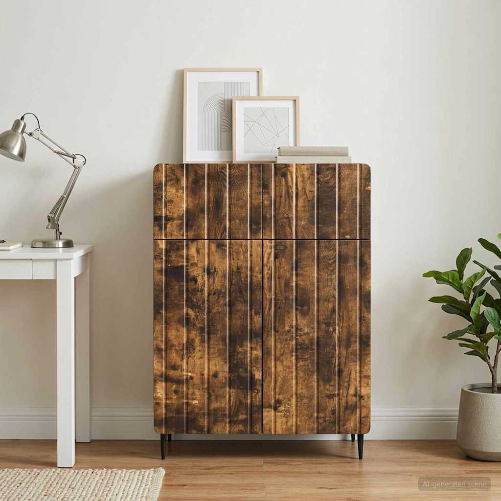 Sideboard med skuffe Røget eg 66 x 34,5 x 92 cm Konstrueret træ