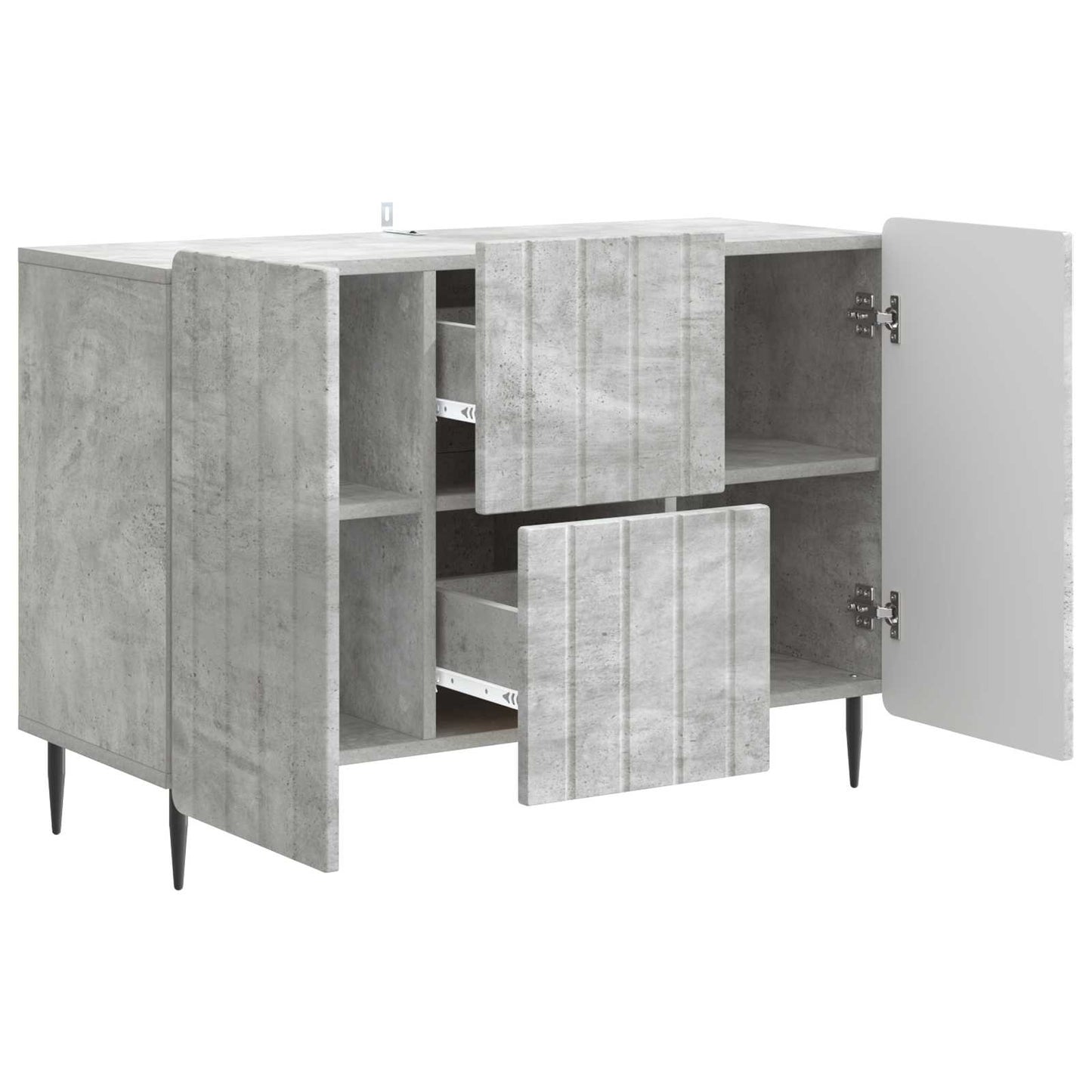 Sideboard med skuffe Betongrå 89 x 34,5 x 62 cm Konstrueret træ