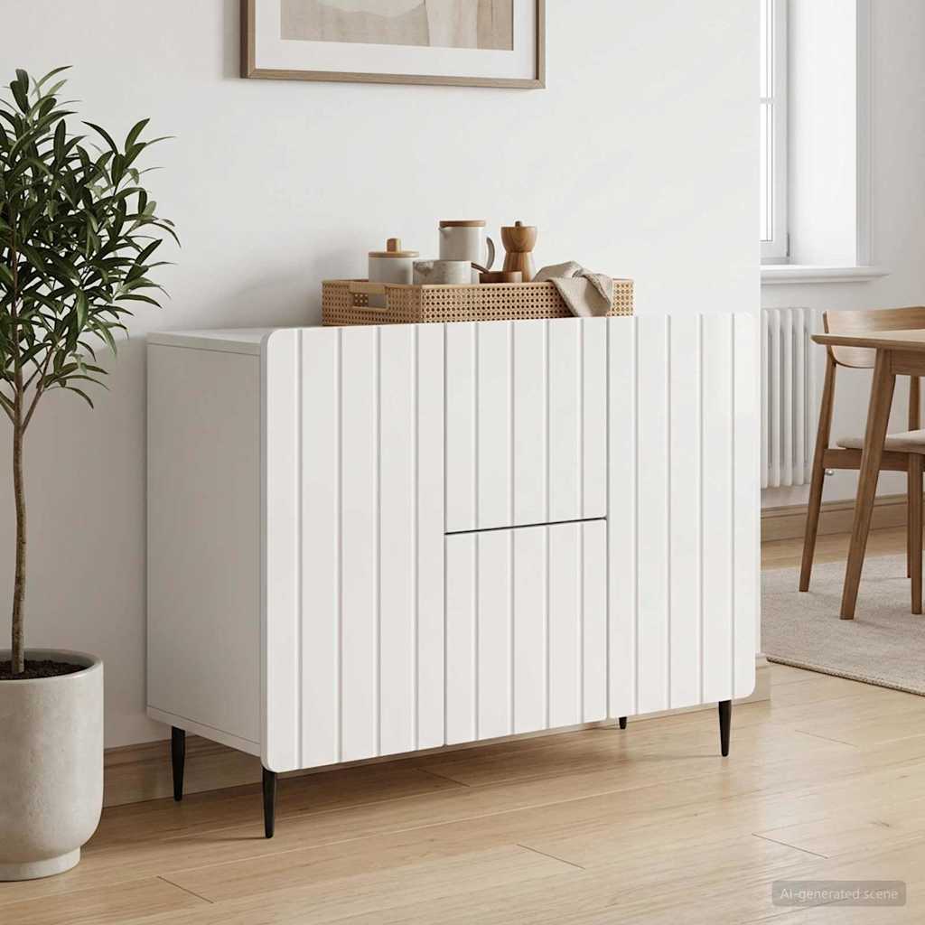 Sideboard Hvid højglans 89 x 34,5 x 62 cm Konstrueret træ