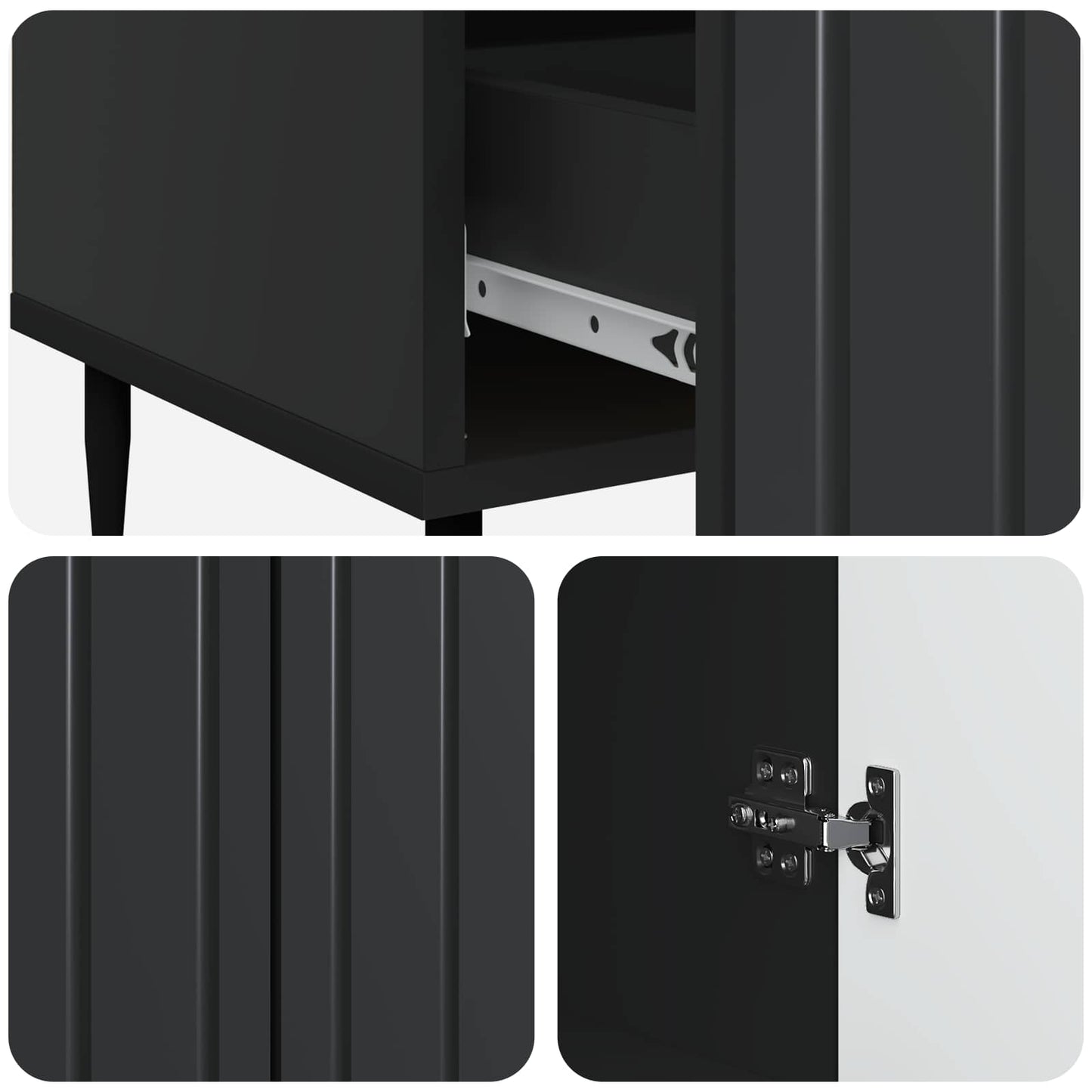 Sideboard med skuffe Sort 66 x 34,5 x 97 cm Konstrueret træ