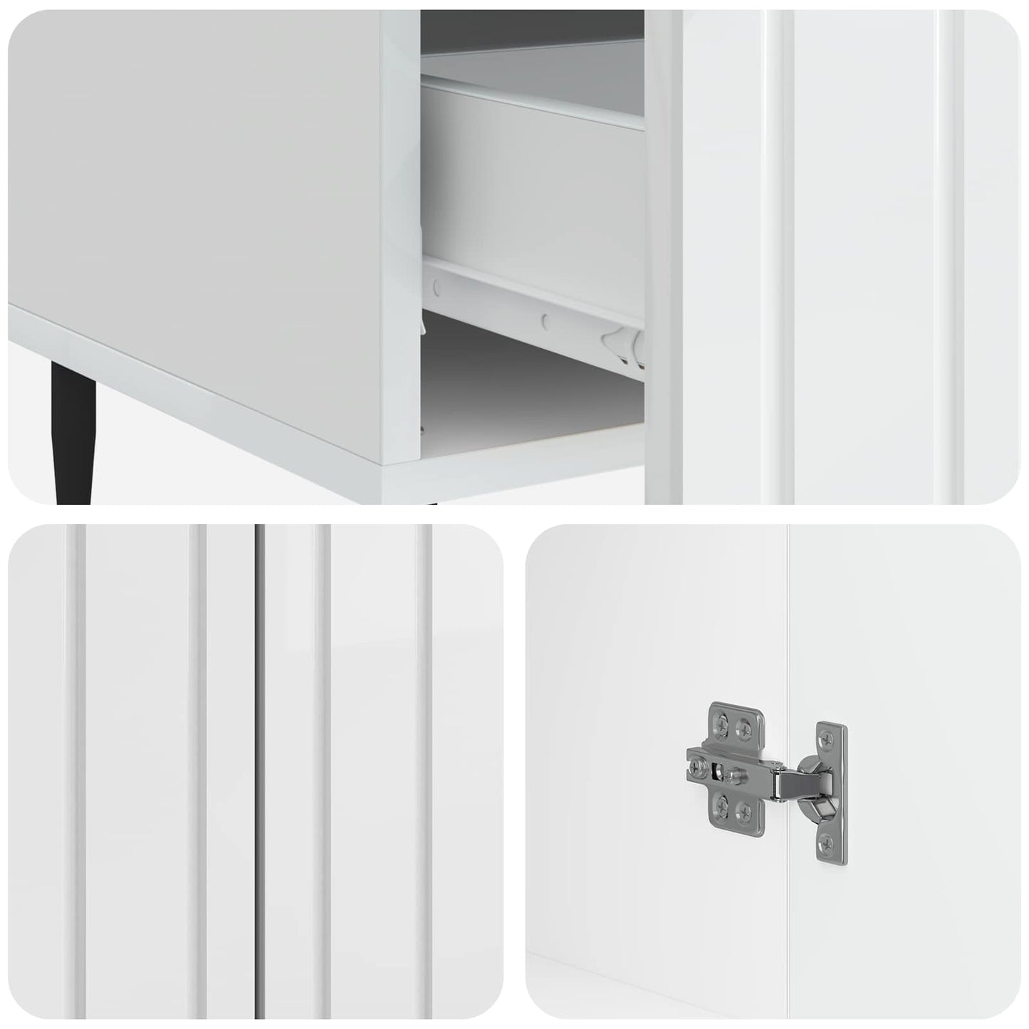 Sideboard Hvid højglans 66 x 34,5 x 97 cm Konstrueret træ