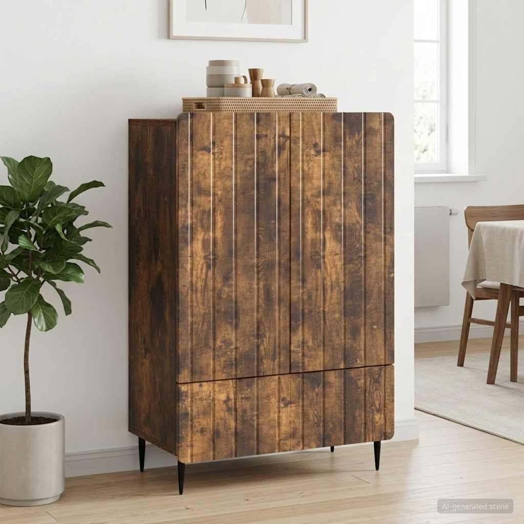 Sideboard med skuffe Røget eg 66 x 34,5 x 97 cm Konstrueret træ