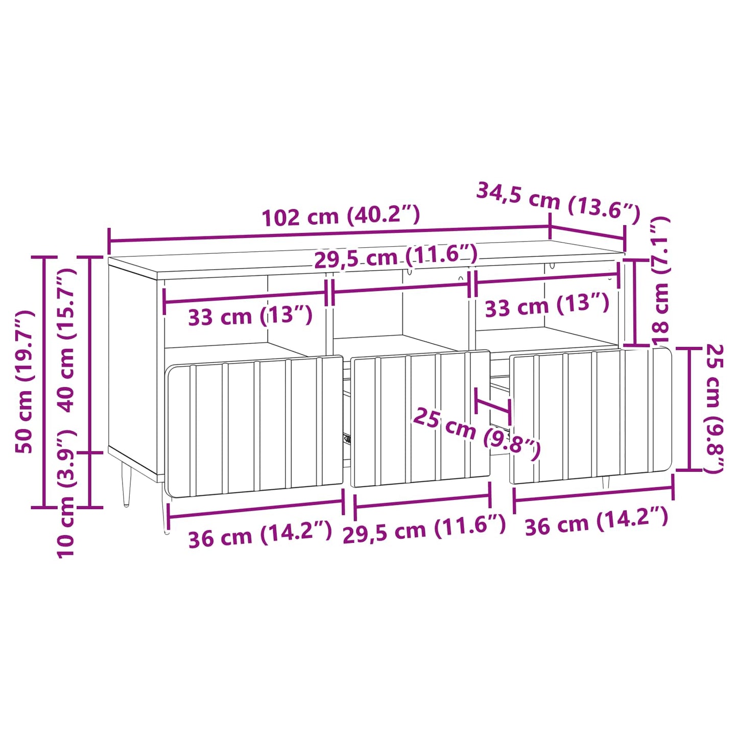 TV-skab Hvid højglans 102 x 34,5 x 50 cm Konstrueret træ