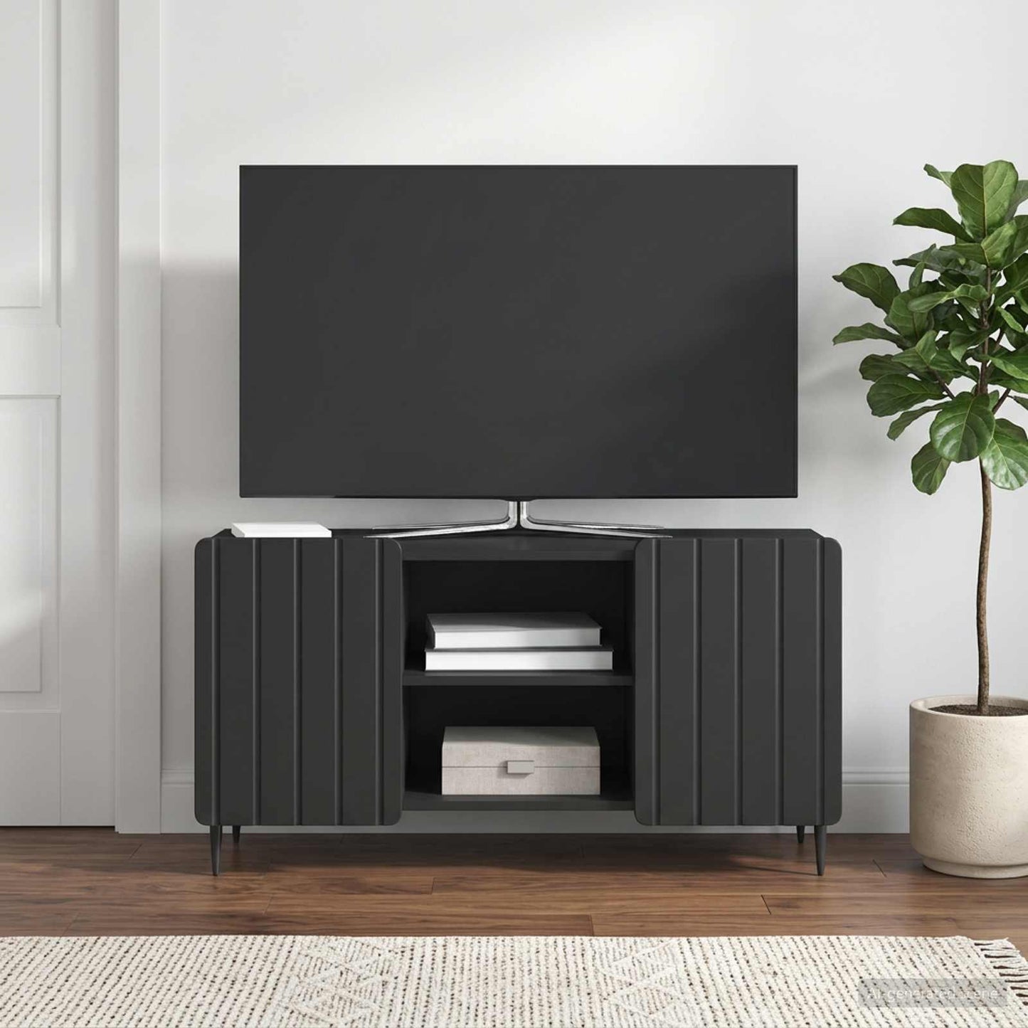 TV-skab Sort 102 x 34,5 x 52 cm Konstrueret træ