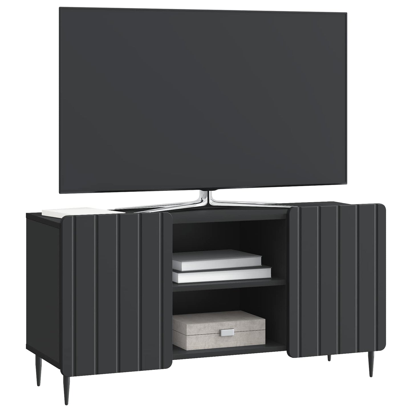 TV-skab Sort 102 x 34,5 x 52 cm Konstrueret træ