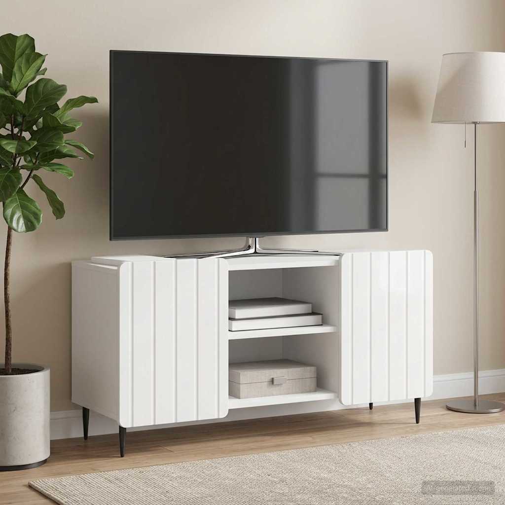 TV-skab Hvid højglans 102 x 34,5 x 52 cm Konstrueret træ