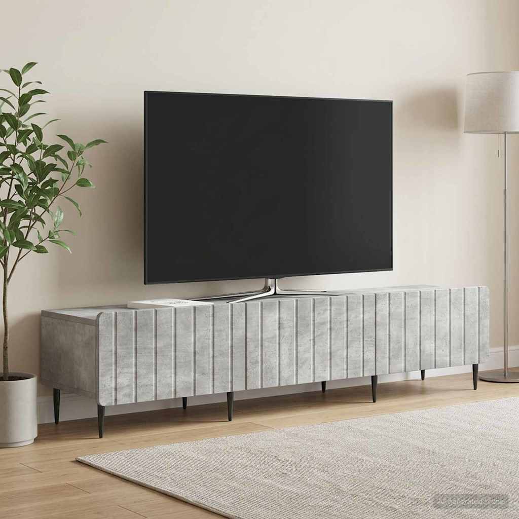 TV-skab med skuffe Betongrå 147 x 34,5 x 32 cm Konstrueret træ